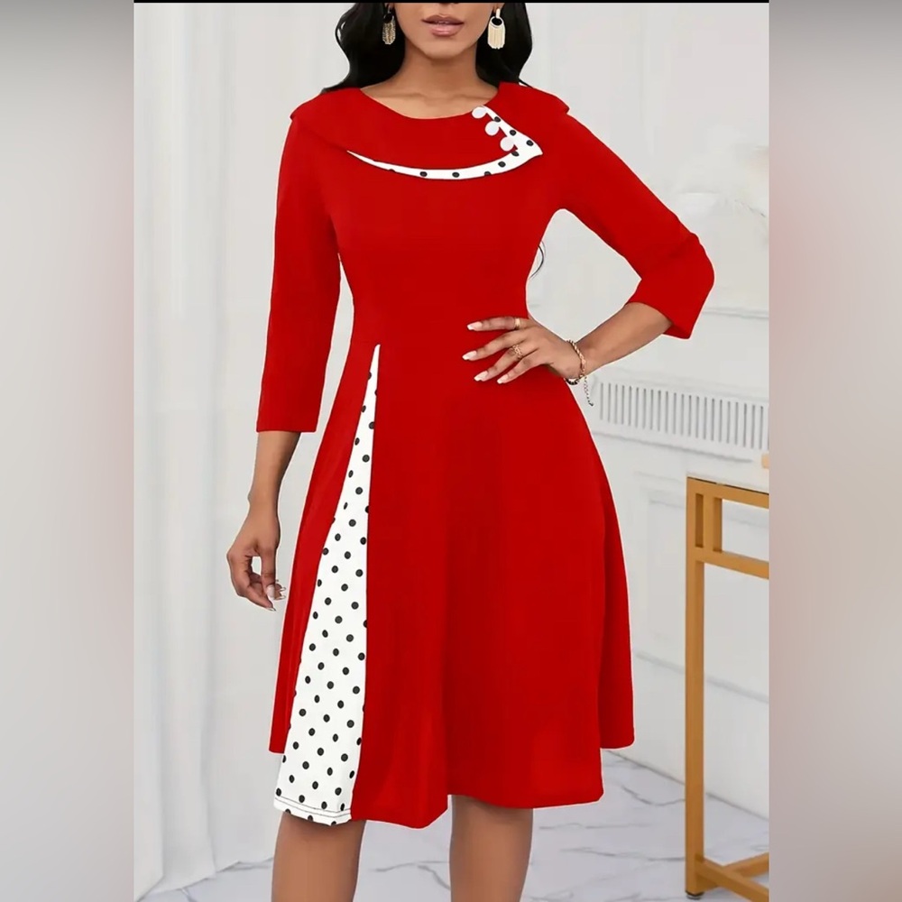 ❤️ 1950s Retro Rockabilly Costume Cocktail Party Swing Dress